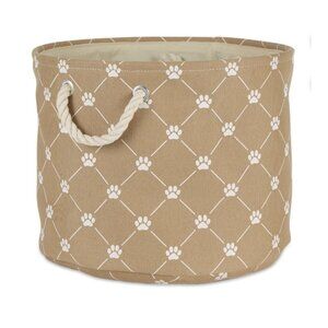 $8 WHEN BUNDLED 12" x 15" Round Fabric Paw Print Medium Pet Toy Bin NEW WITH TAG